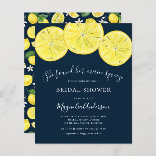 Budget Lemon Floral Bridal Shower Invitation