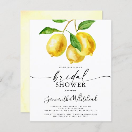 Budget Lemon Fruit Bridal Shower Invitation