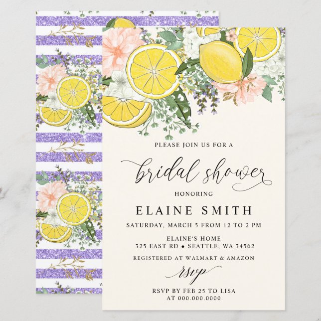 Budget Lemon Lime Citrus Bridal Shower Invitation (Front/Back)