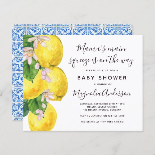 Budget Lemon Main Squeeze Baby Shower Invitation