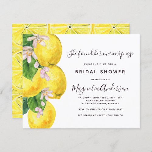 Budget Lemon Main Squeeze Bridal Shower Invitation