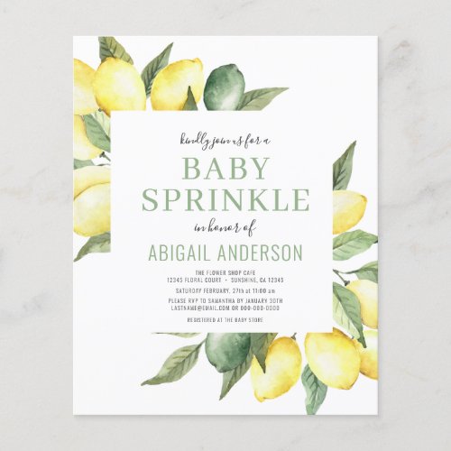 Budget Lemon Modern Baby Sprinkle Invitation Flyer