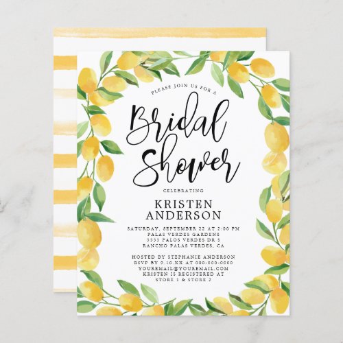 Budget Lemon Watercolor Border Invite