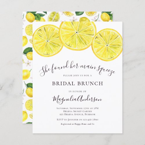 Budget Lemons Bridal Brunch Invitation