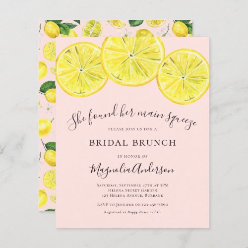 Budget Lemons Bridal Brunch Invitation