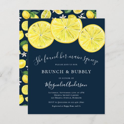 Budget Lemons Bridal Shower Invitation