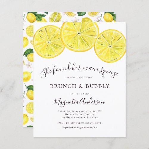 Budget Lemons Bridal Shower Invitation