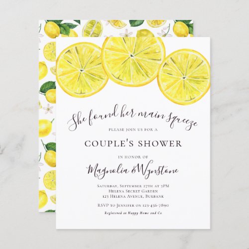 Budget Lemons Couples Shower Invitation