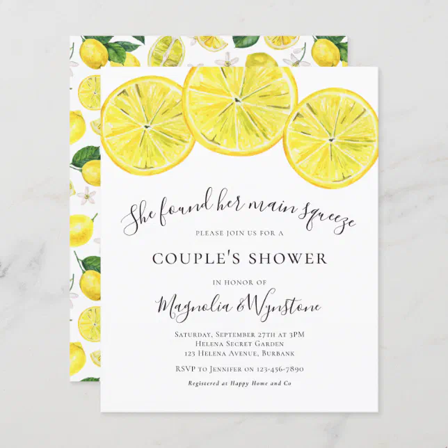 Budget Lemons Couple's Shower Invitation | Zazzle