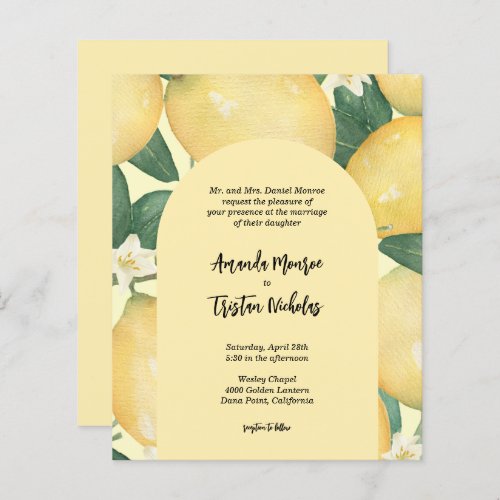 Budget Lemons Wedding All in One Invites