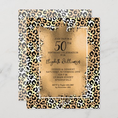 Budget Leopard 50th Birthday Party Invitations