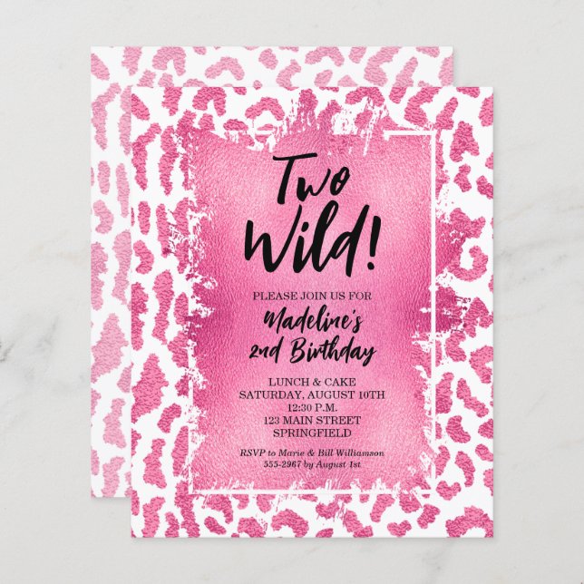 Budget Leopard Two Wild 2nd Birthday Invitations (Front/Back)