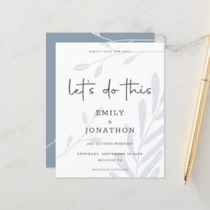 Budget Lets Do This Leaf Dusty Blue Save The Date