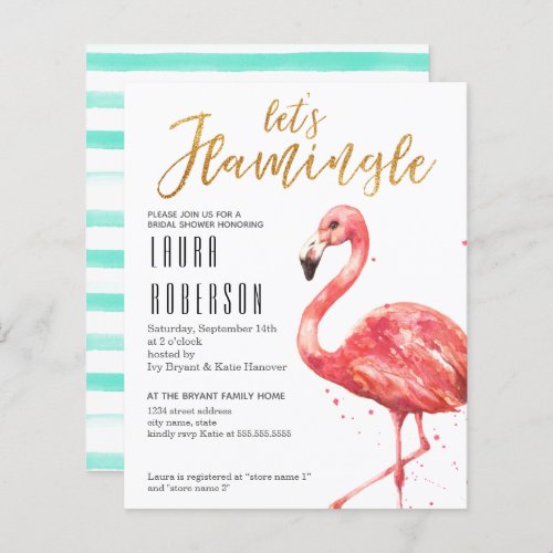 Budget Lets Flamingle Bridal Shower Invitation