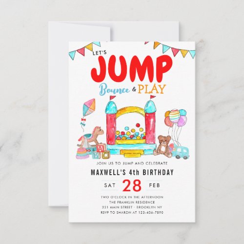 Budget Lets Jump Bounce Trampoline Park Birthday Note Card