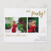 Budget Let's Party - Gold 2 Photo Graduation Party Flyer (Front)