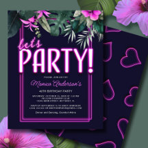 Budget Let's Party Pink Neon Tropical Birthday