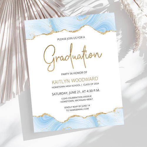 Budget Light Blue Agate Graduation Party Invite