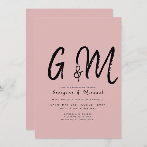 BUDGET Light Dusty Rose Pink Monochrome Wedding Invitation