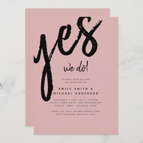 BUDGET Light Dusty Rose Pink Monochrome Wedding Invitation