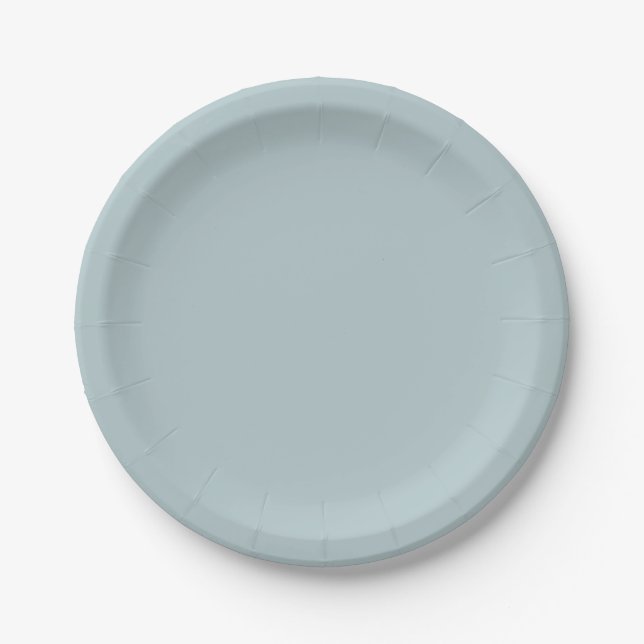 BUDGET Light Sage Green Monochrome Wedding Paper Plates (Front)