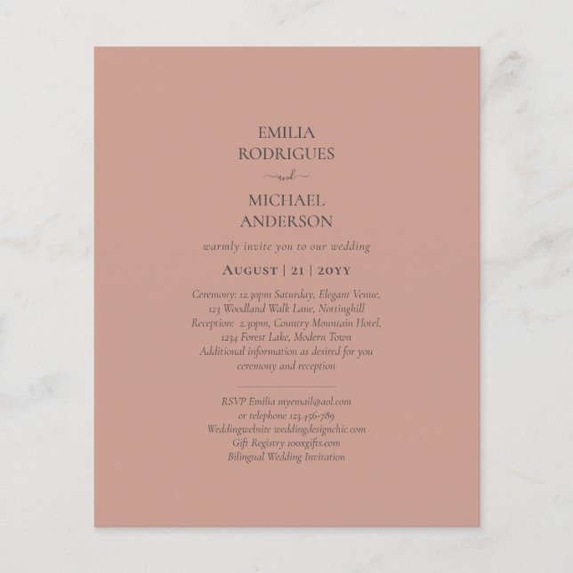 BUDGET Light Terracotta Monochrome WEDDING Flyer (Front)
