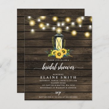 Budget Lights Sunflowers Bridal Shower Invitation