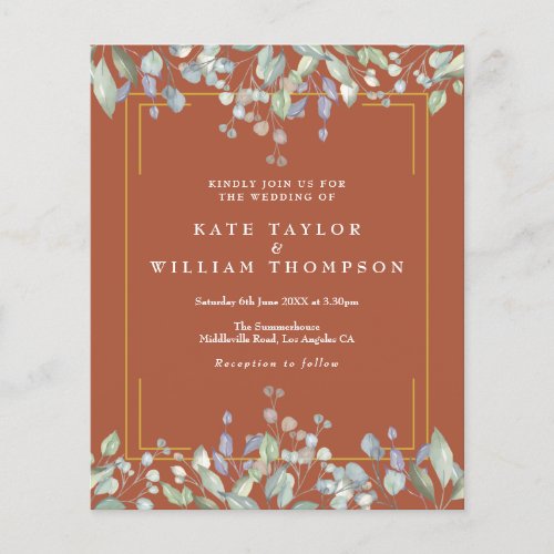 Budget Lilac Floral Terracotta Wedding Invitation