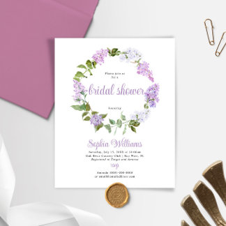 Budget Lilac Flowers Bridal Shower Invitation
