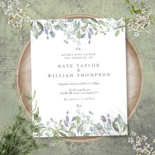 Budget Lilac Greenery Floral Wedding Invitation