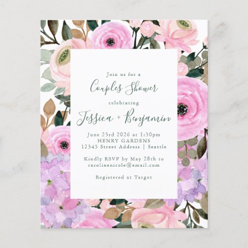 Budget Lilac Pink Floral Stripe Couples Shower  