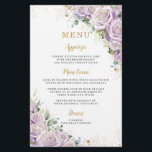 Budget Lilac Purple Rose Floral Flowers Menu Sheet<br><div class="desc">Celebrate in style with this beautifully designed purple floral menu! Featuring beautiful pastel lilac roses with elegant gold accents, this double-sided menu adds a touch of elegance to your special day. Printed on a budget-friendly paper sheet, it’s perfect for bridal showers, weddings, twins birthdays, Quinceañeras, Sweet 16 parties, 18th birthdays,...</div>