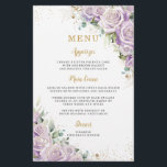 Budget Lilac Purple Rose Floral Flowers Menu Sheet<br><div class="desc">Celebrate in style with this beautifully designed purple floral menu! Featuring beautiful pastel lilac roses with elegant gold accents, this double-sided menu adds a touch of elegance to your special day. Printed on a budget-friendly paper sheet, it’s perfect for bridal showers, weddings, twins birthdays, Quinceañeras, Sweet 16 parties, 18th birthdays,...</div>