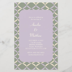 Budget Lilac Sage Elegant Geometric Wedding Invite
