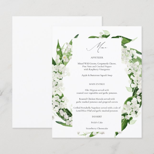 Budget Lily of the Valley Floral Menu (Front/Back)