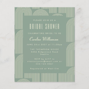 Budget Line Art Sage Green Bridal Shower Invite