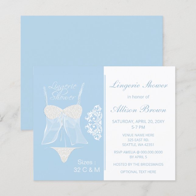 Budget Lingerie Bachelorette Party Invitation (Front/Back)
