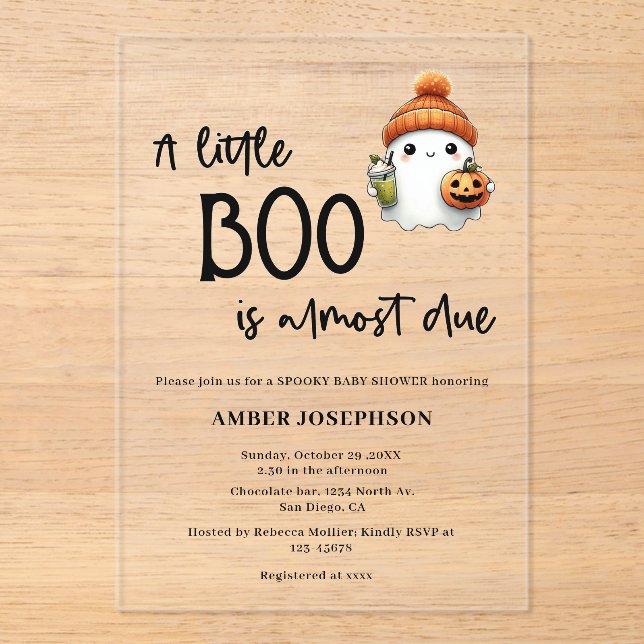 Budget Little Boo Halloween Baby Shower  Acrylic Invitations (Front)