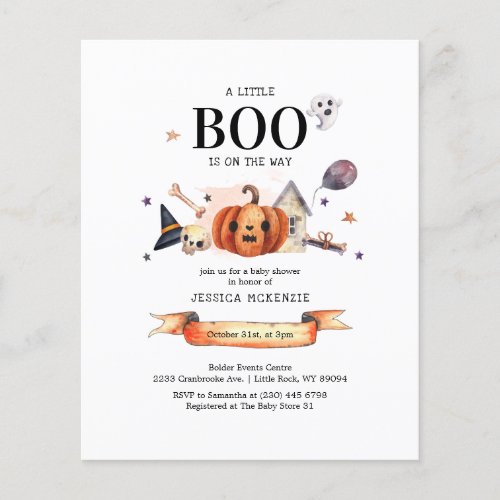 Budget Little Boo Halloween Baby Shower Invitation