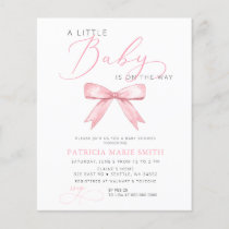 Budget Little Coquette Pink Bow Baby Shower Invite