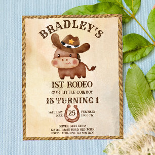 Budget little cowboy baby horse 1st rodeo invitati