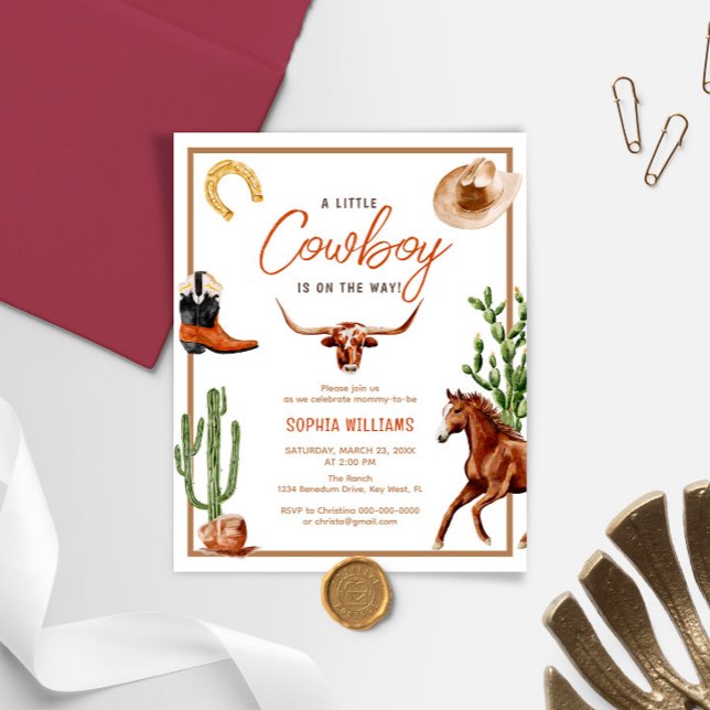 Budget Little Cowboy Rodeo Baby Shower Invitation (Creator Uploaded)