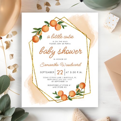 Budget Little Cutie Citrus Baby Shower Invitation