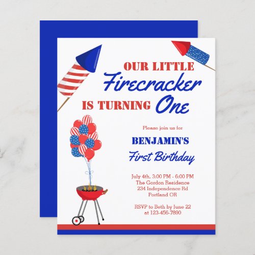 Budget Little Firecracker 1st Birthday 4th of July