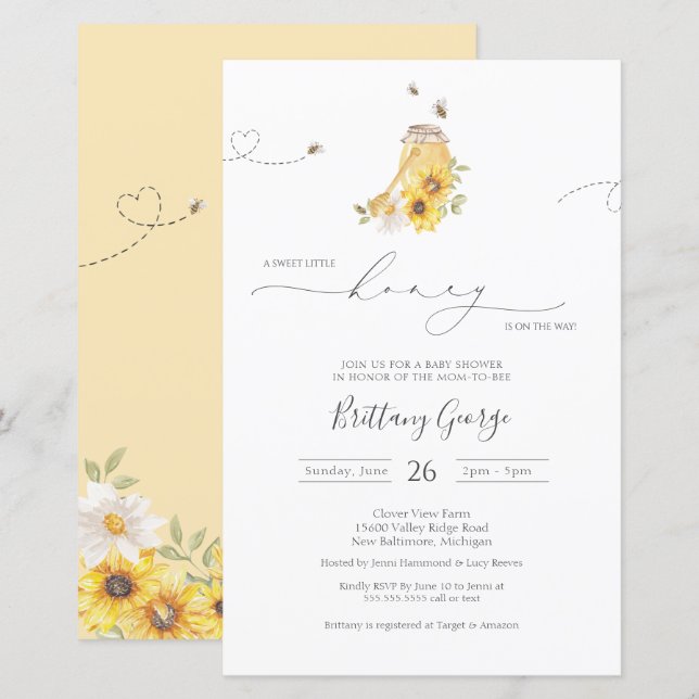 Budget Little Honey Bee Baby Shower Invitation (Front/Back)