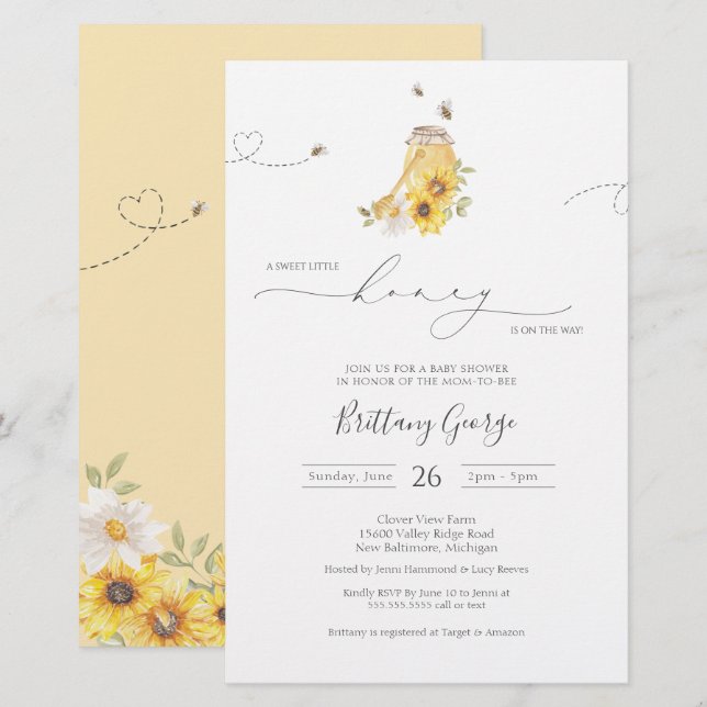 Budget Little Honey Bee Baby Shower Invitation (Front/Back)