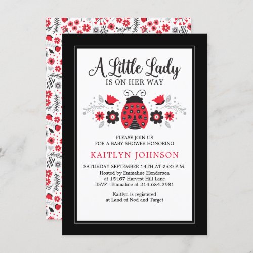 Budget Little Lady Ladybug Baby Shower Invitation