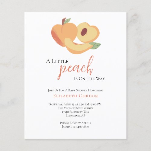 Budget Little Peach Baby Shower Invitation