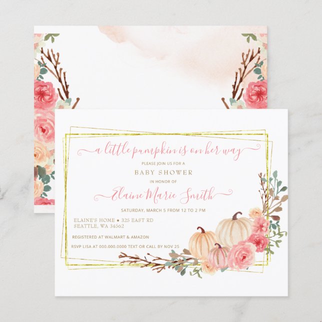 Budget Little Pumpkin Baby Shower Invitation (Front/Back)