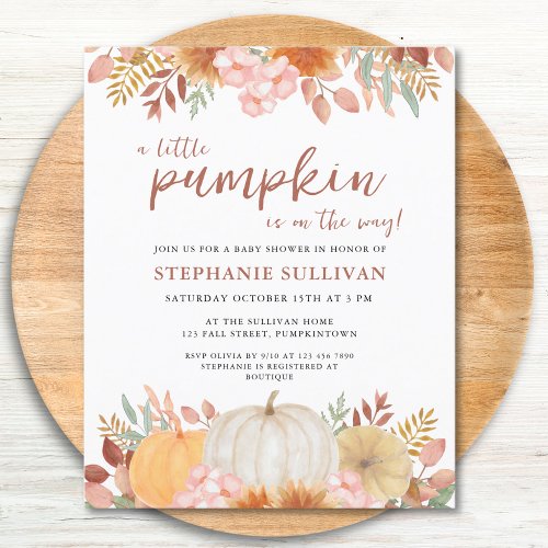 Budget Little Pumpkin Baby Shower Invitation